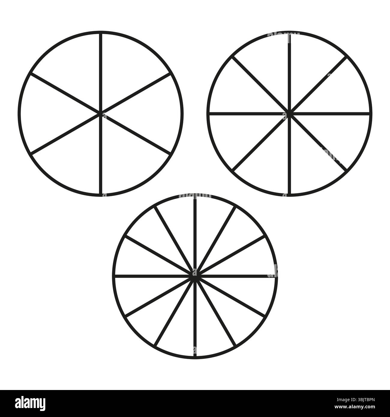 Pie chart icon. Circular data shapes. Vector infographic symbol. Divided graphic form. Stock Vector