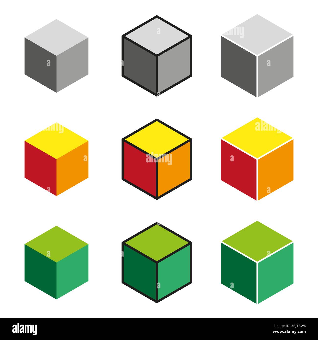 Colorful cube isometry. 3D box structure. Vector geometry design. Block ...
