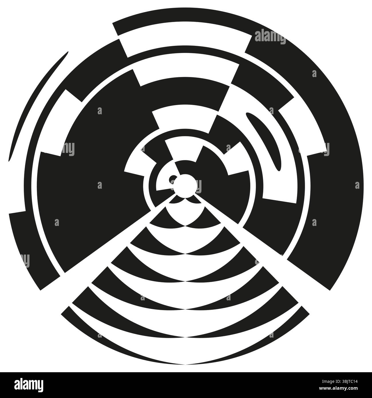 Segmented circle icon. Bold abstract shape. Black radial figure. Vector ...