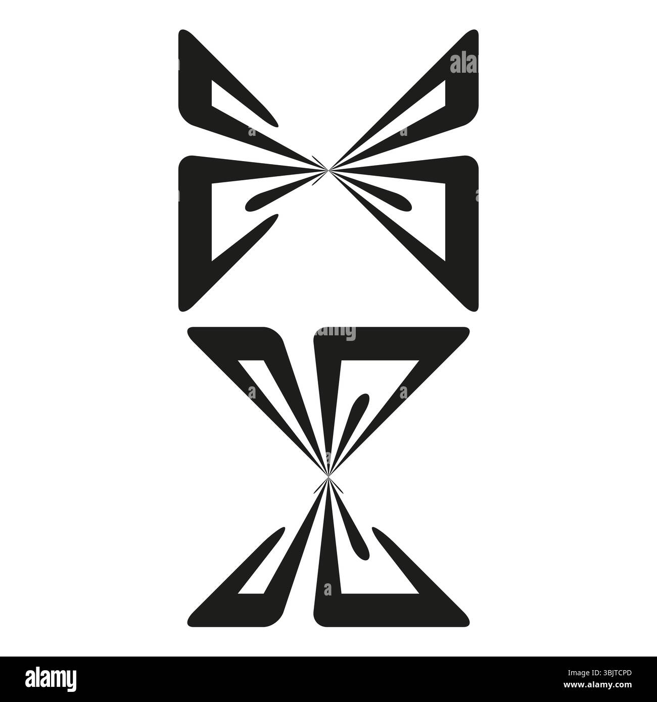 Butterfly shape illusion. Geometric vector pattern. Black mirrored ...