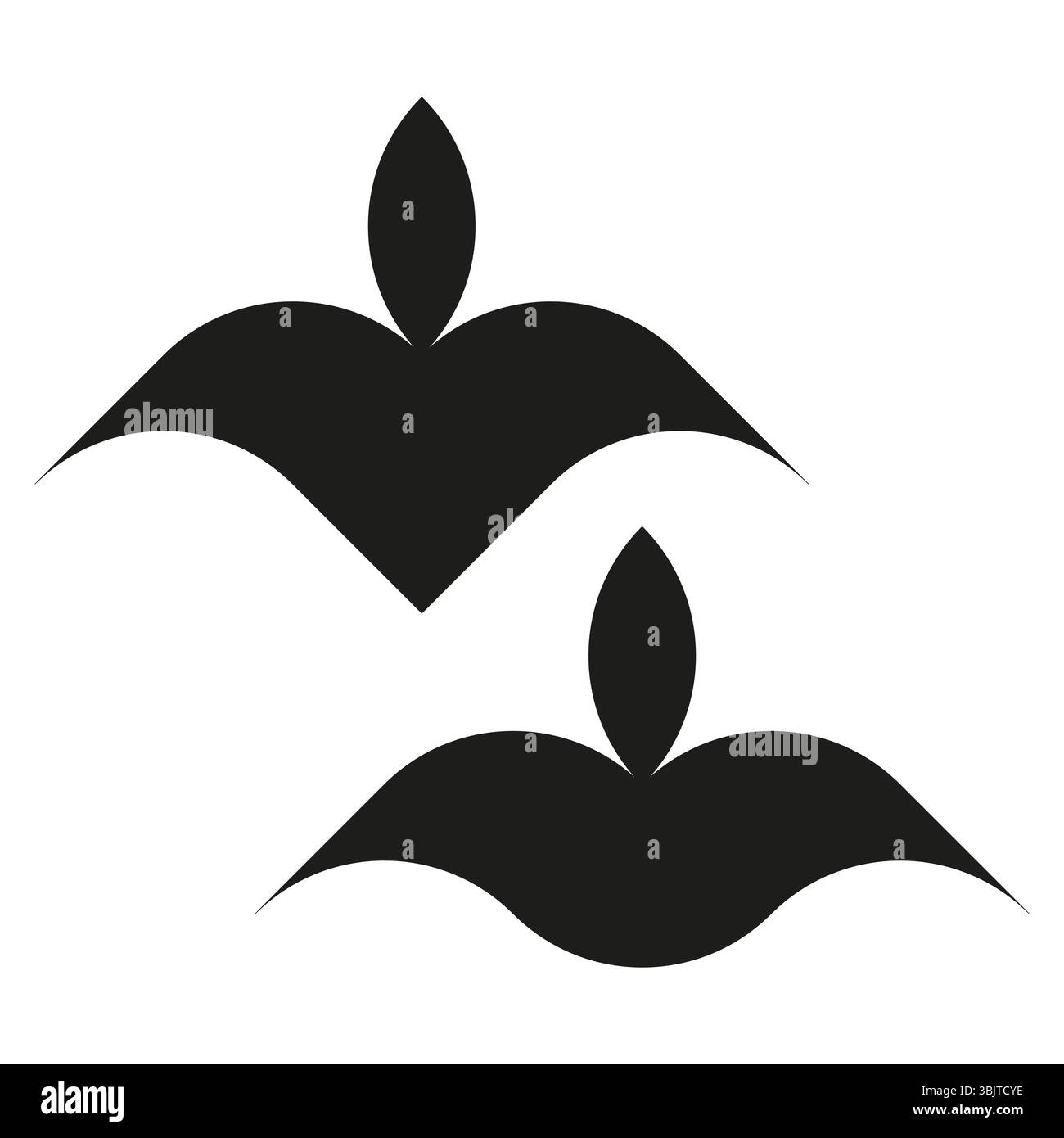 Stylized bird icon. Abstract dove shape. Negative space leaves. Vector flight emblem. Stock Vector