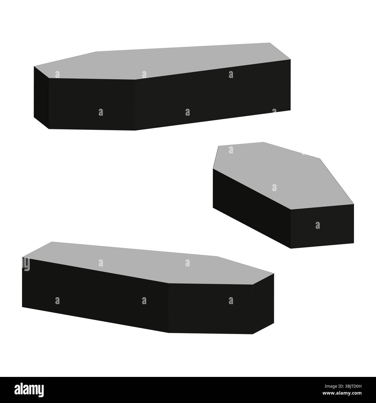 Geometric prism blocks. Isometric gray shape. Vector perspective object ...