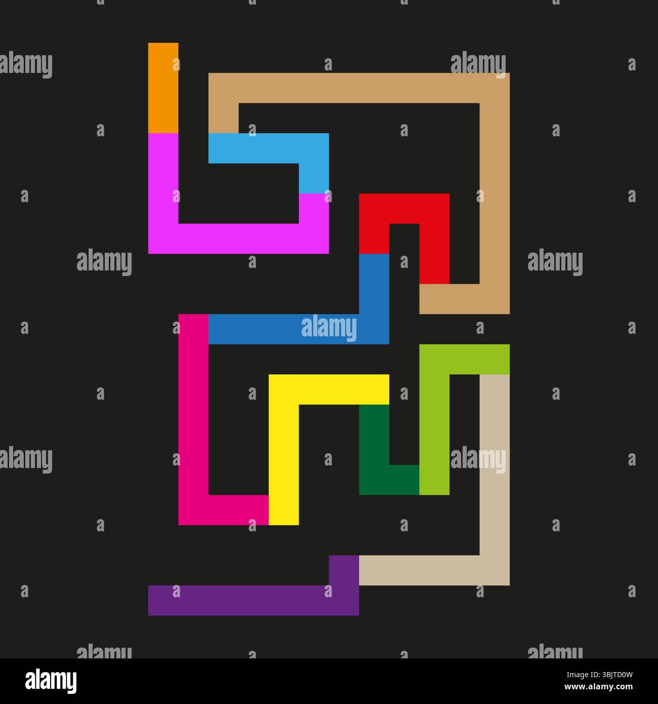 Color maze graphic. Geometric puzzle shape. Vector path symbol ...