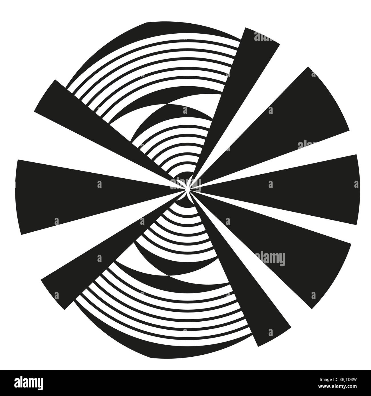 Black arc icon. Abstract geometric shape. Segmented radial figure ...