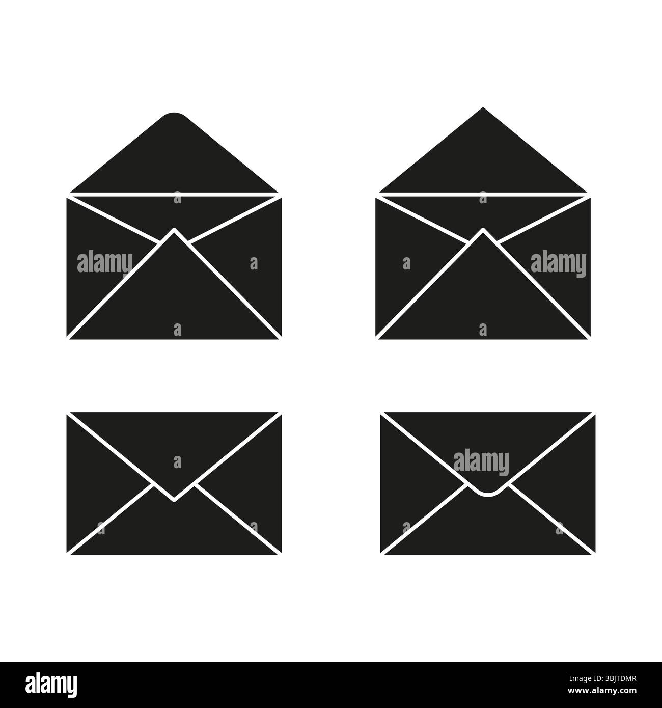 Envelope shape icon. Vector mail symbol. Black letter figure. Geometric form layout. Stock Vector