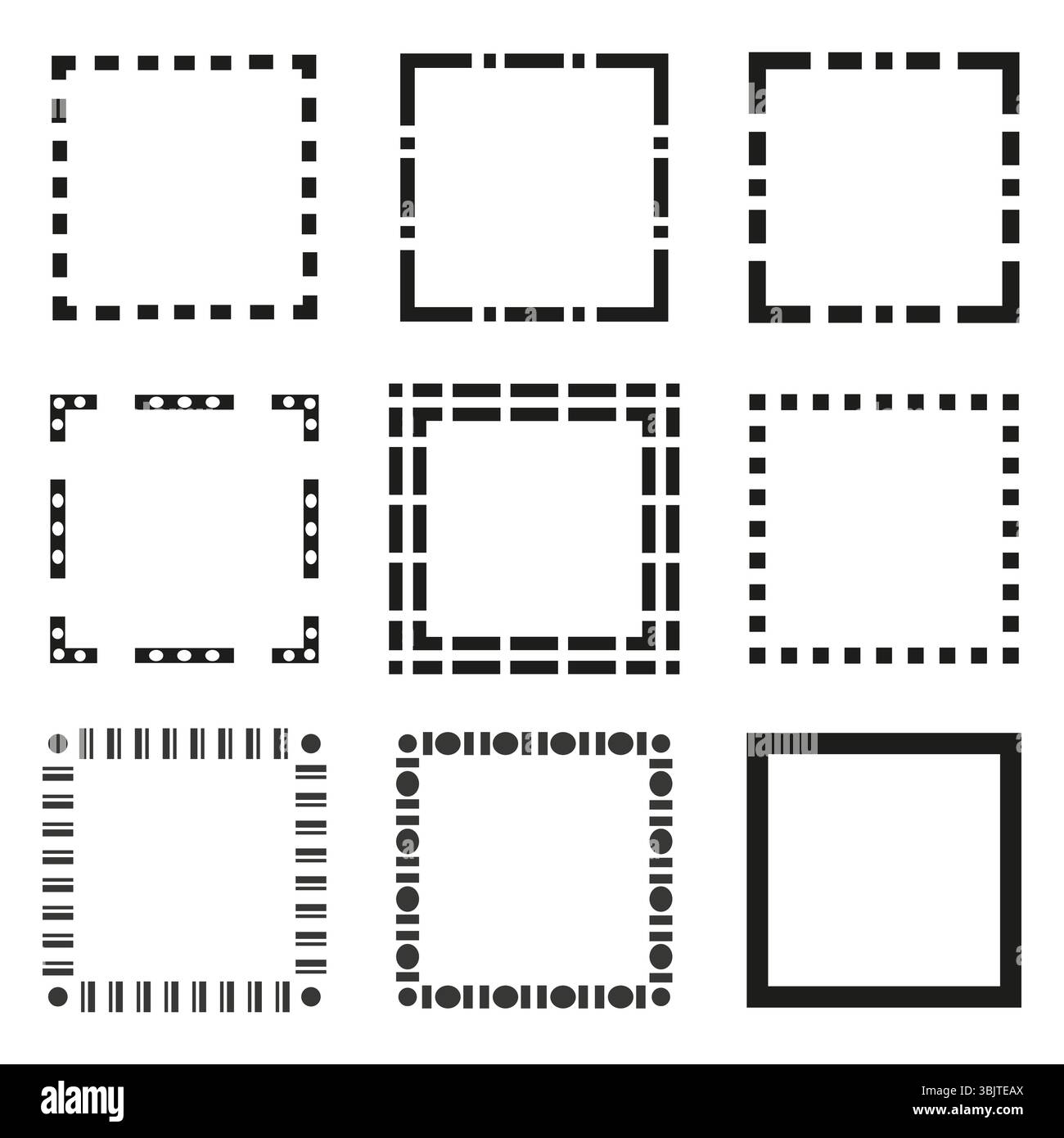 Square outlines icon. Rectangular shapes collection. Vector linear forms. Black frame elements. Stock Vector