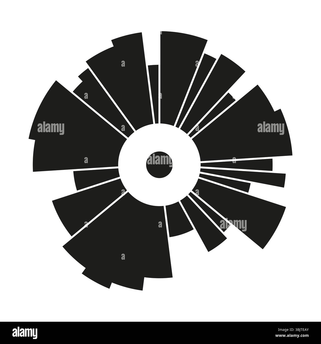 Circular abstract burst. Vector sun symbol. Black white rays. Geometric ...