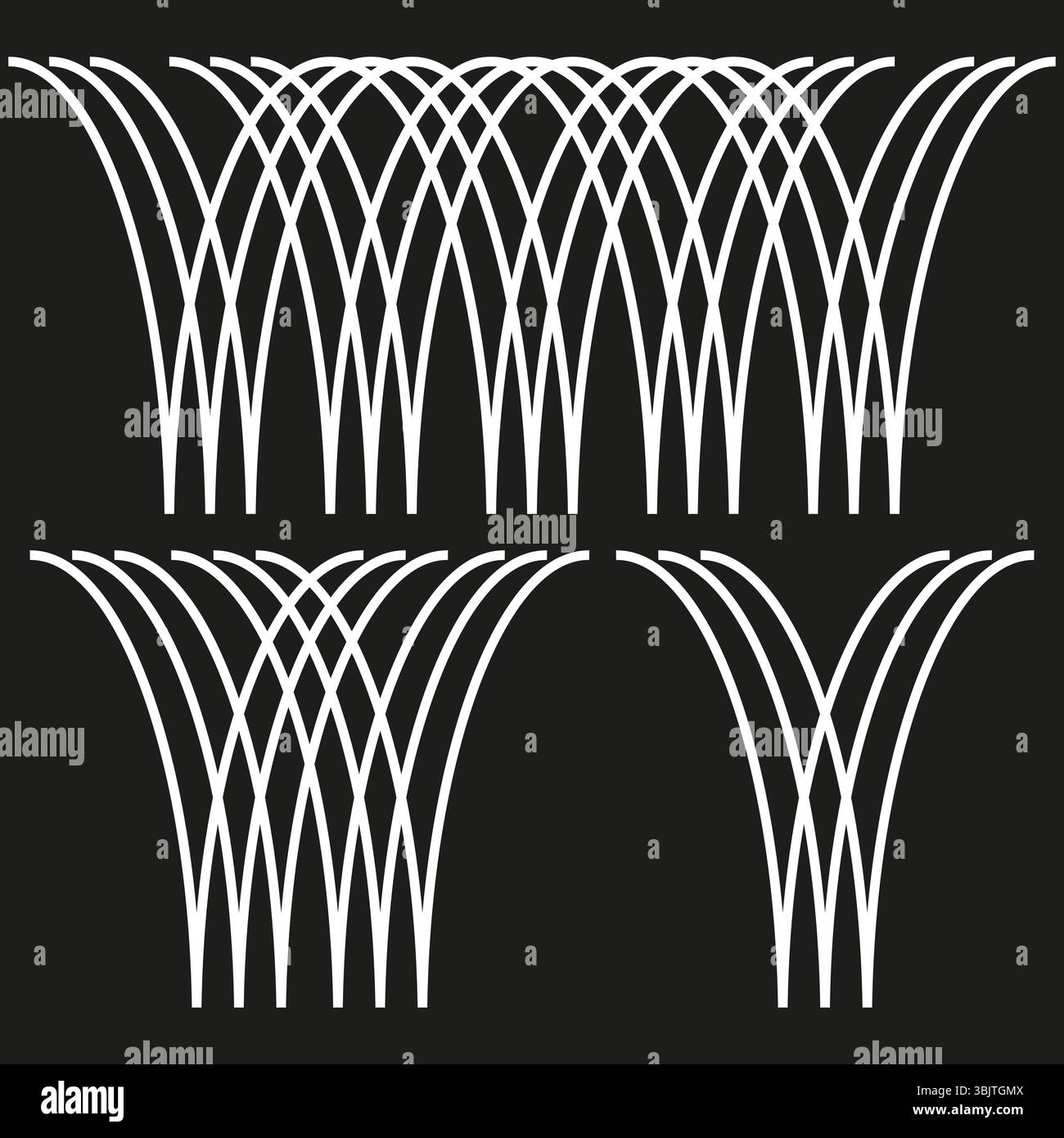 Curved arc lines. White stream structure. Abstract vector design ...