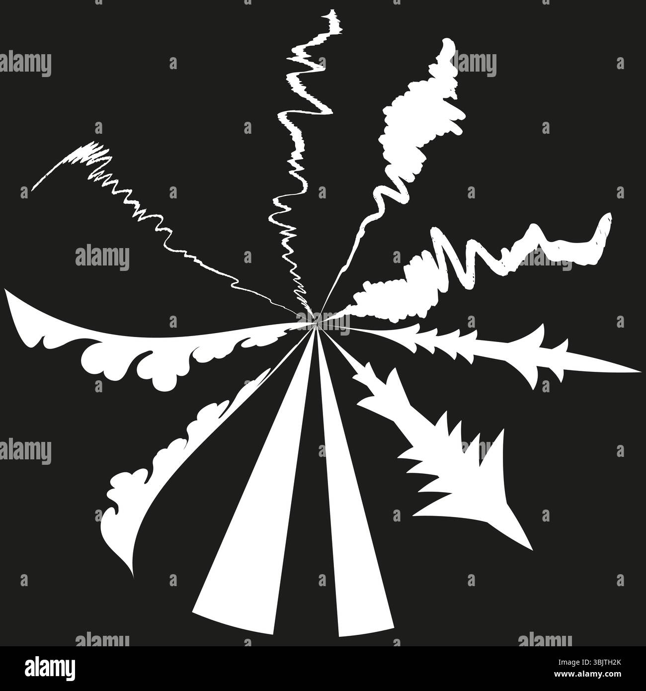 Spiky Explosion Vector Explosion radial beams. Starburst black design. Spiky vector shape ...
