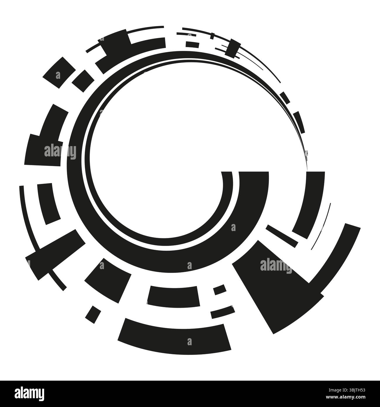 Tech circle icon. Futuristic ring vector. Geometric arc shape. Black ...