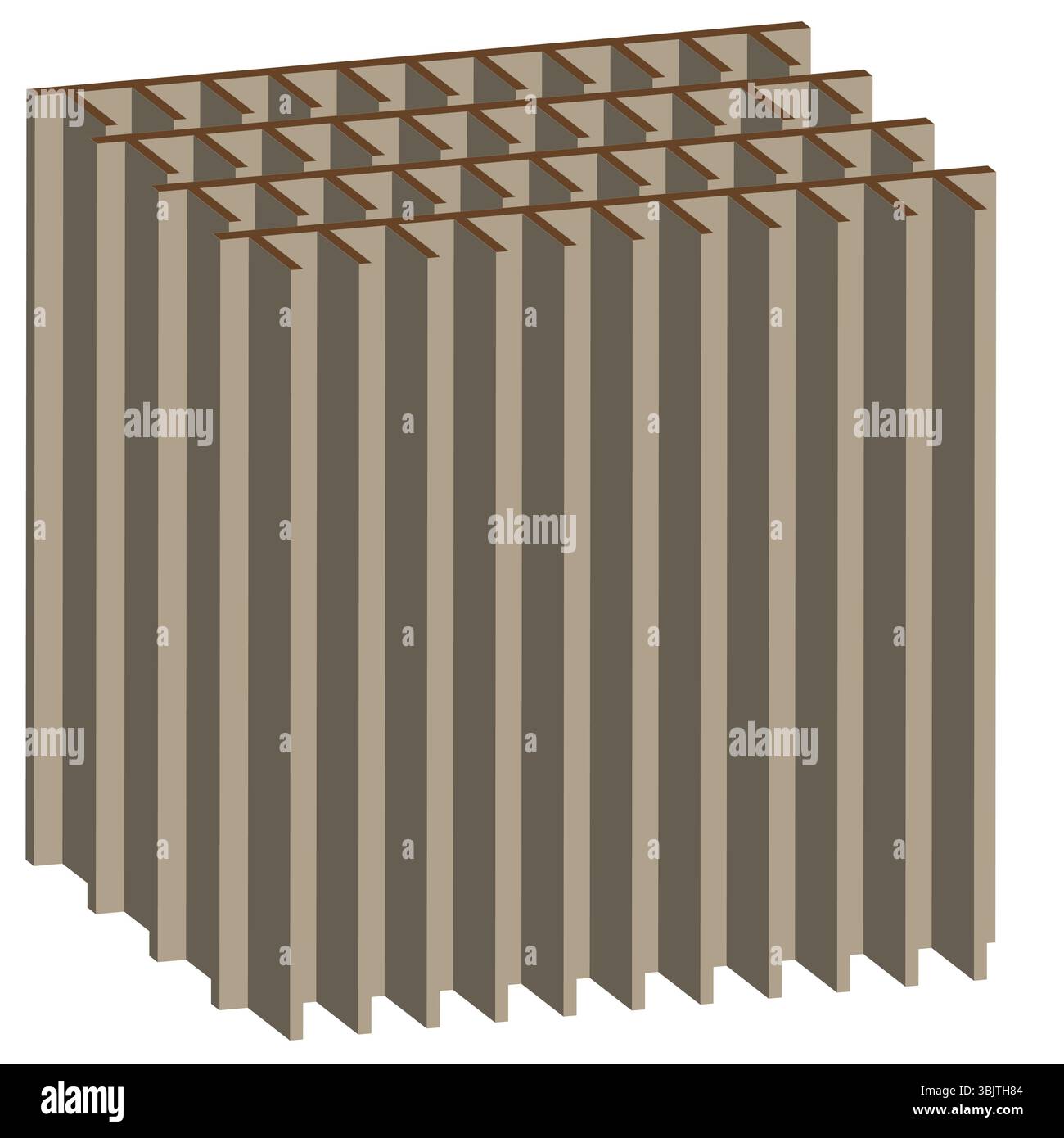 Beige cubic form. Isometric columns icon. Shaded structure volume ...