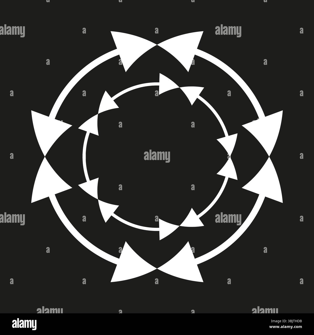 Arrow circle icon. Rotating arrow symbol. Loop motion vector. Circular direction motif Stock Vector