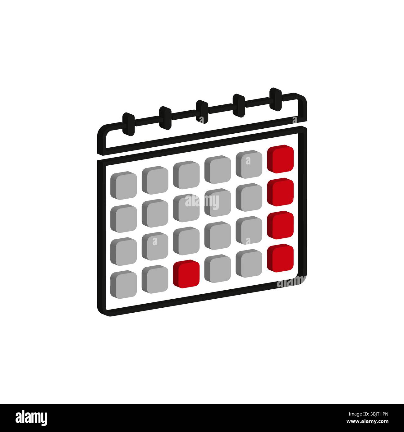Calendar reminder icon. Monthly grid shape. Red marked days. Vector ...