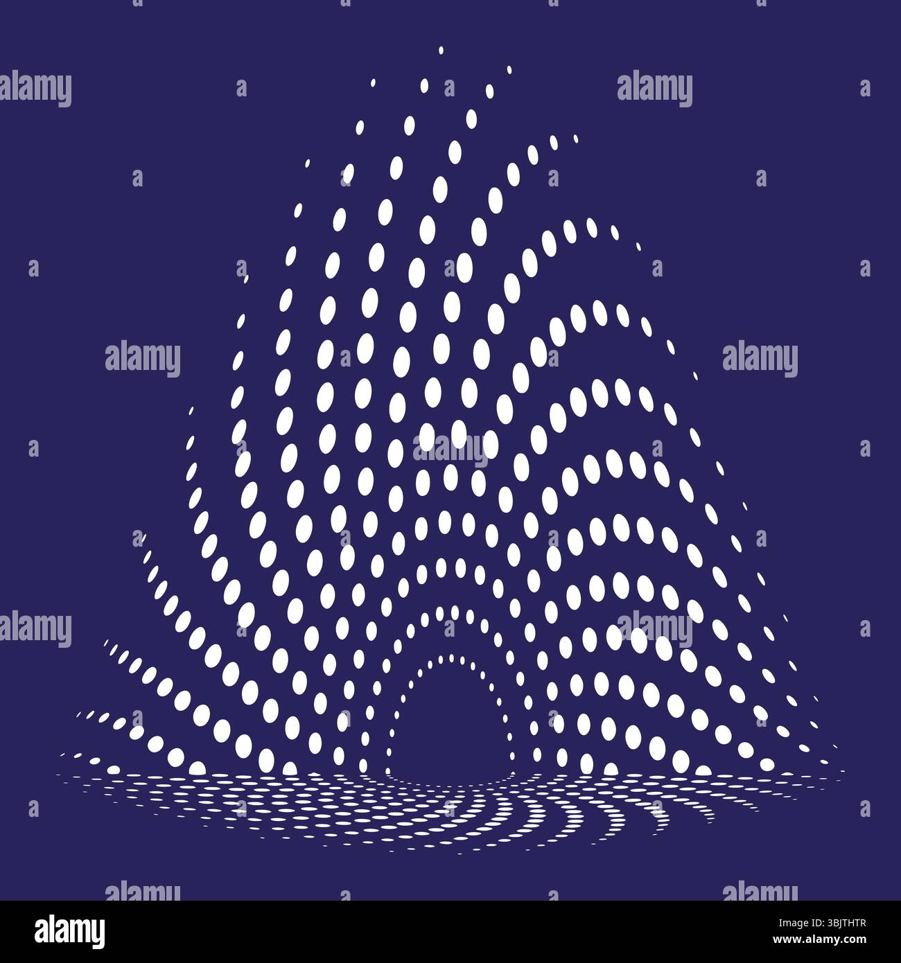 Dotted wave pattern. Blue particle flow. Dynamic motion vector. Curved line design. Stock Vector