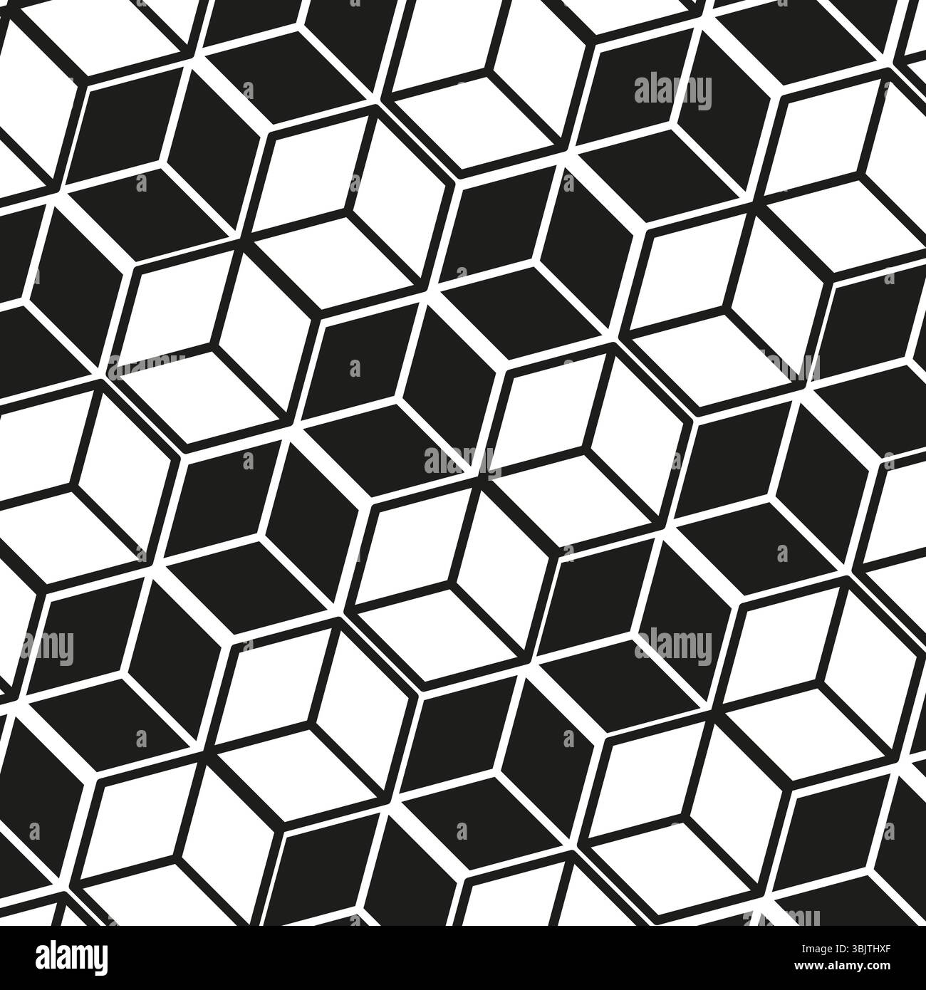 Cube pattern vector. Black white hexagons. Geometric block texture. Abstract modern layout. Stock Vector