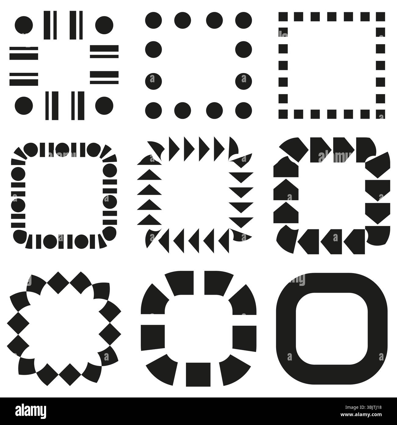 Geometric frame collection. Abstract Vector borders. Assorted shape elements. Decorative outline set. Stock Vector