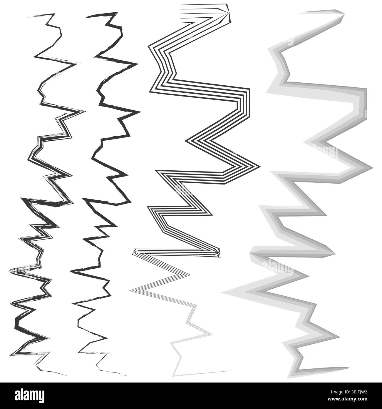 Sharp zigzag lines. Lightning shaped figure. Wavy abstract path. Vector ...