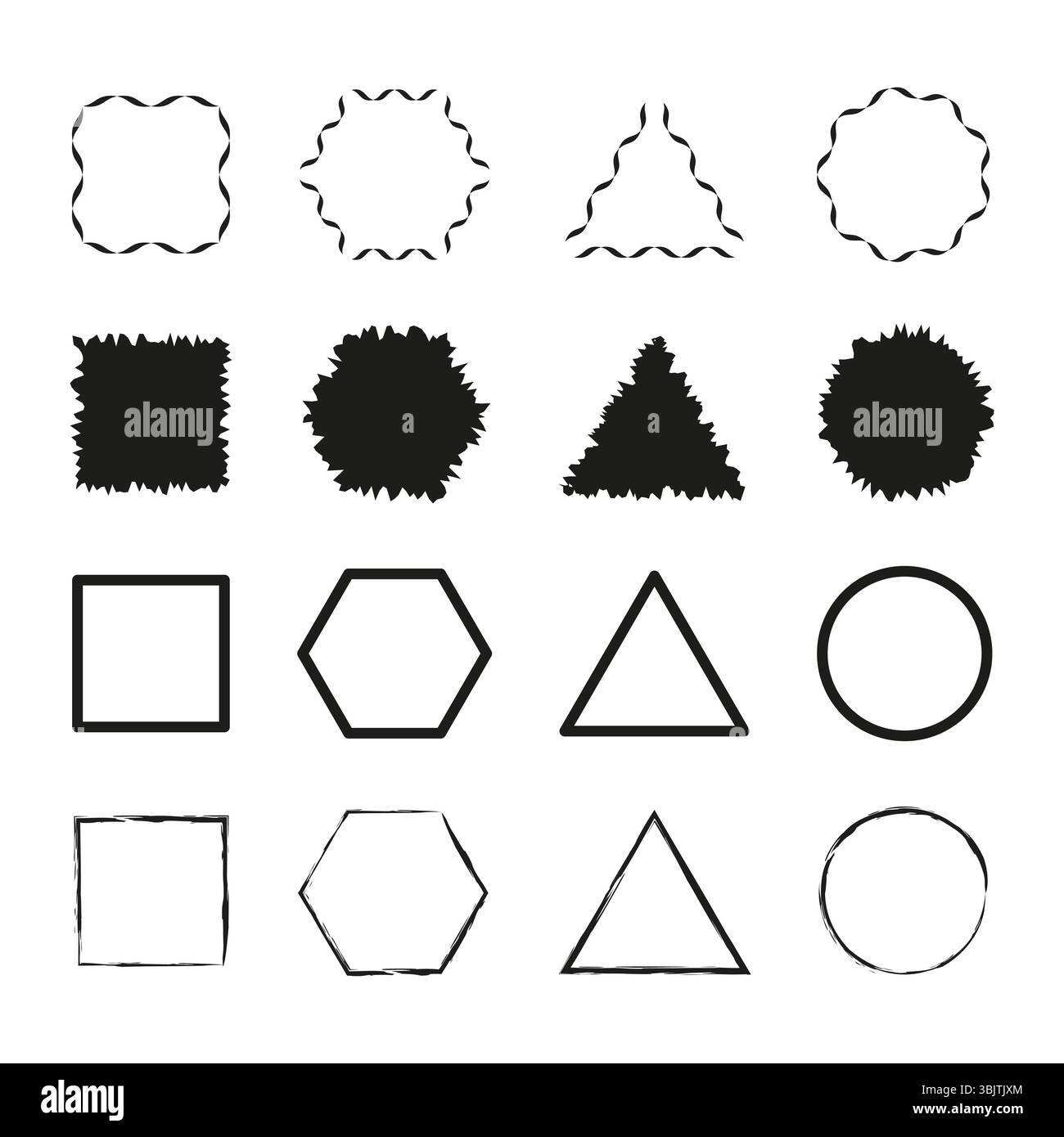 Basic shape icons. Minimal form set. Simple geometry collection. Vector graphic elements. Stock Vector