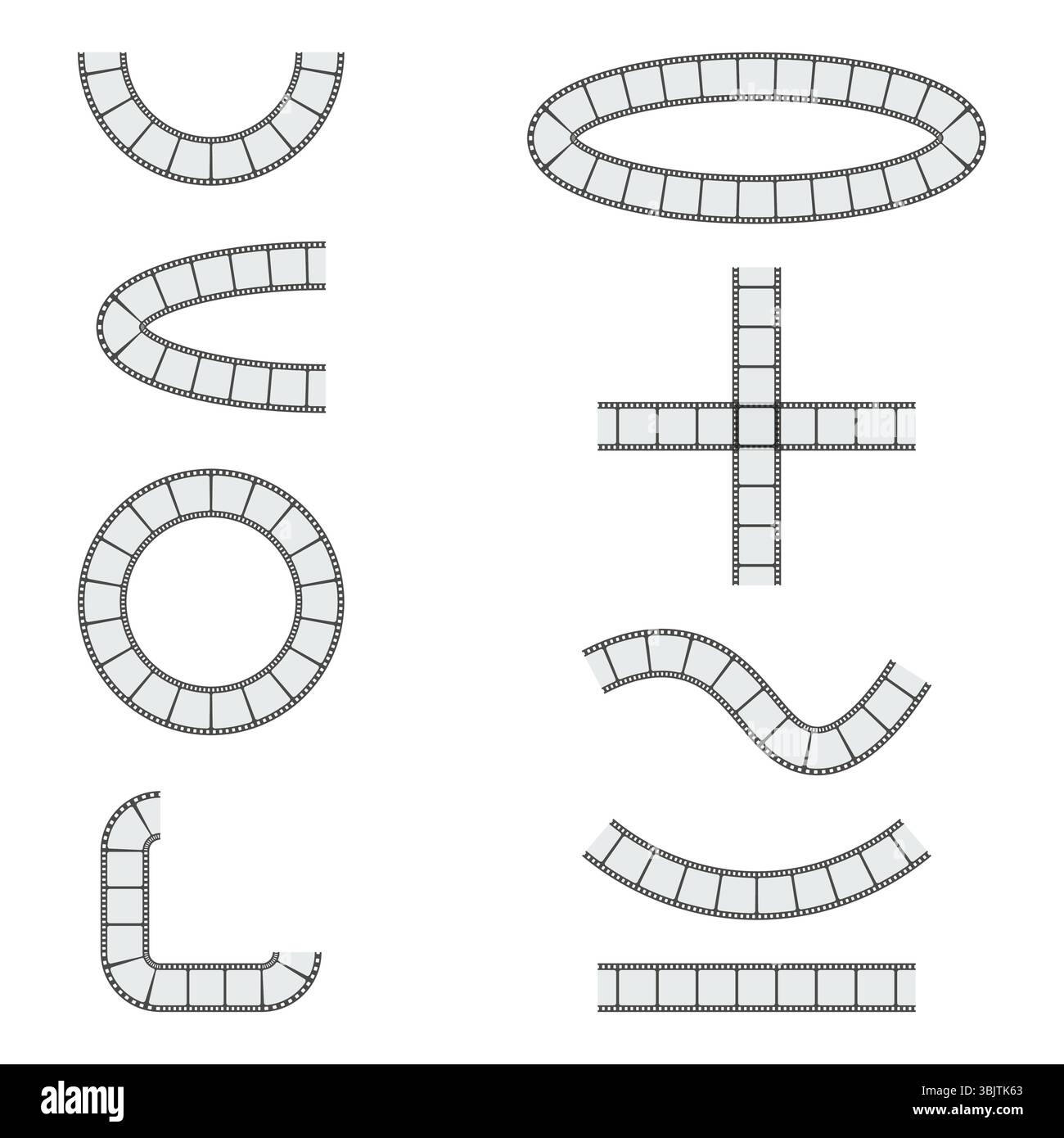 Film strip shape. Curved movie reel. Vector film frame. Cinema tape ...