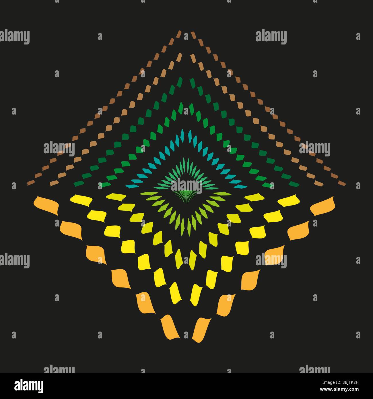 Pyramid dot pattern. Color geometry form. Vector perspective grid. Gradient diamond array. Stock Vector