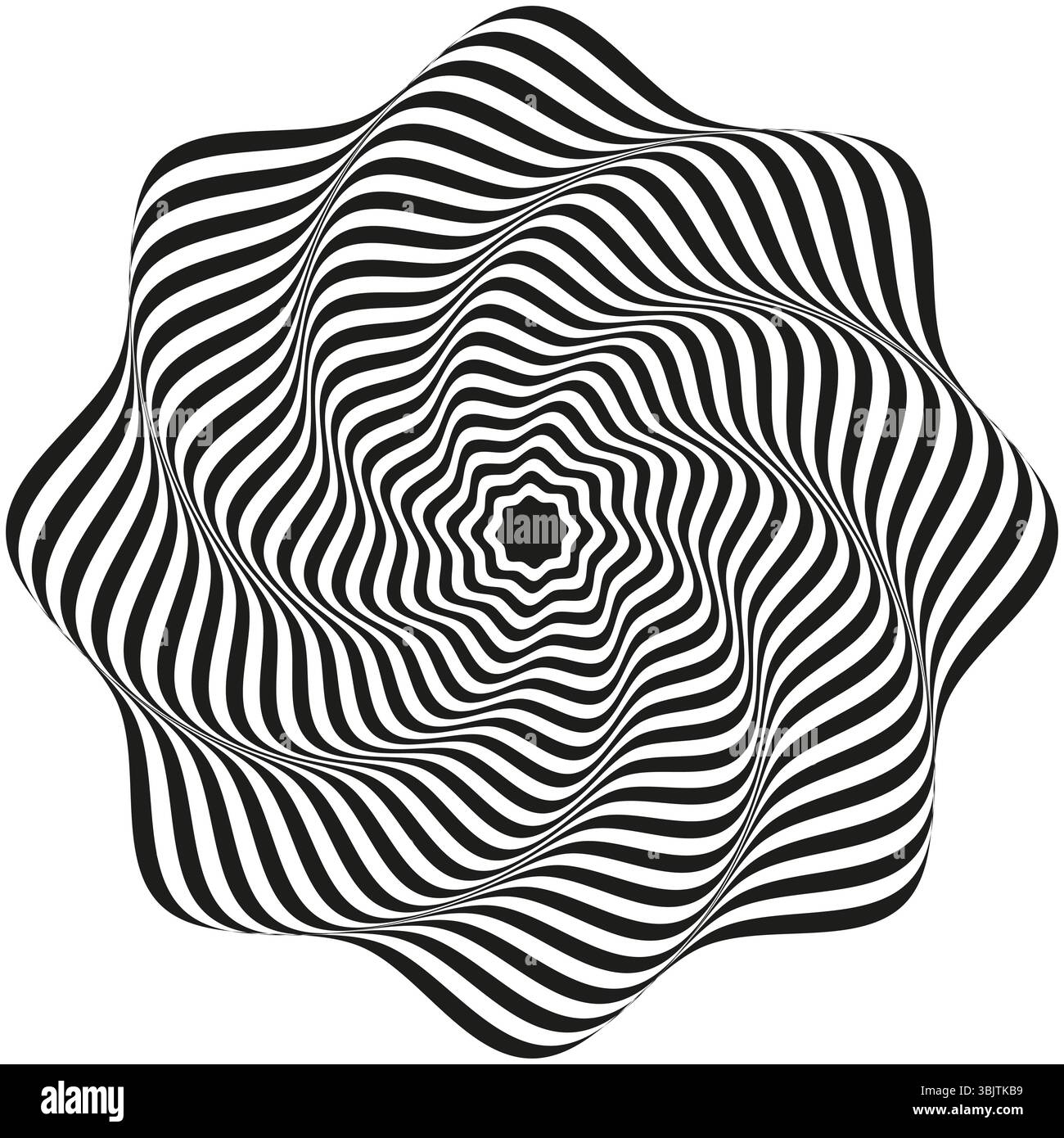 Ripple shape vector. Abstract black line. Wavy circular form. Optical ...