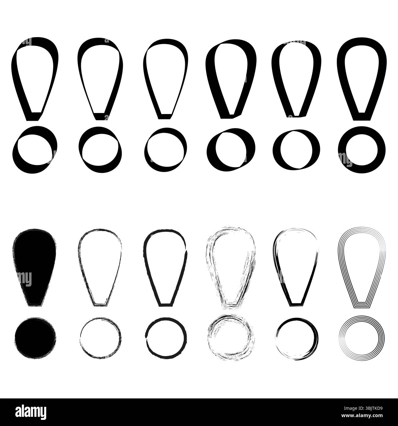 Exclamation mark icon. Warning symbol shape. Alert figure variation. Vector contrast form Stock Vector