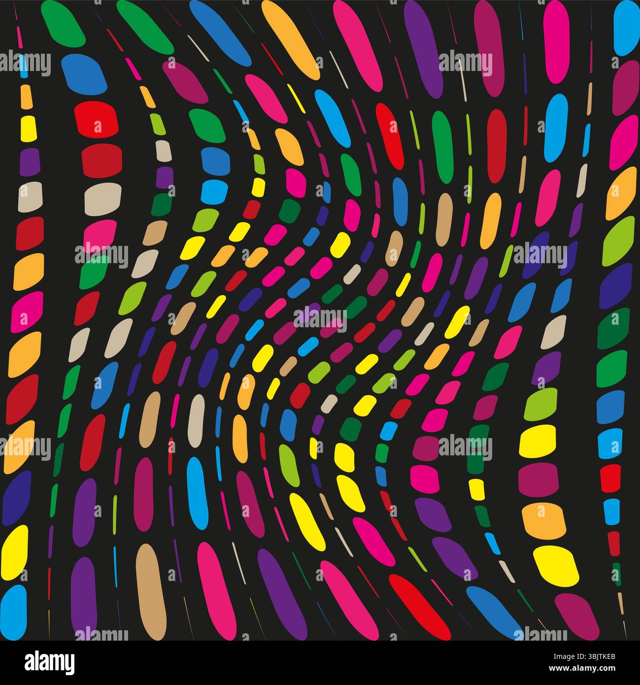 Colorful stripes distortion. Wavy lines movement. Psychedelic pattern vector. Abstract motion background. Stock Vector