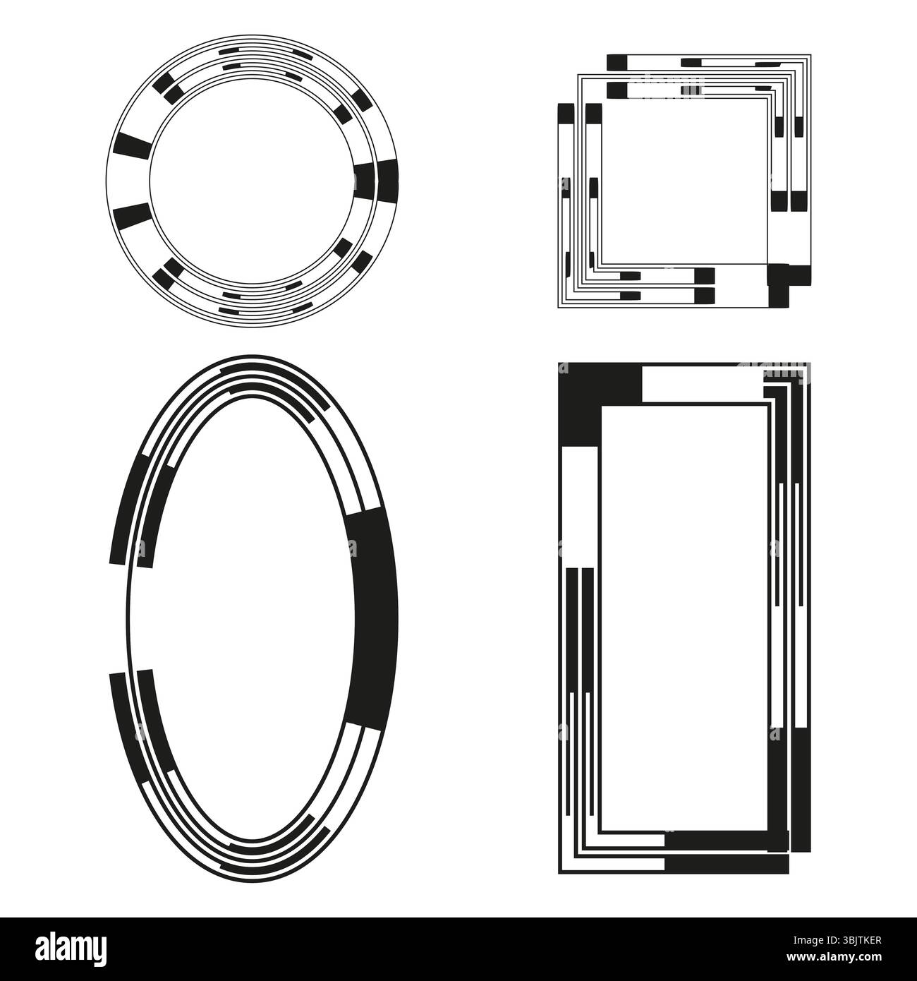 Oval frame icon. Rectangular shape vector. Monochrome contour element ...
