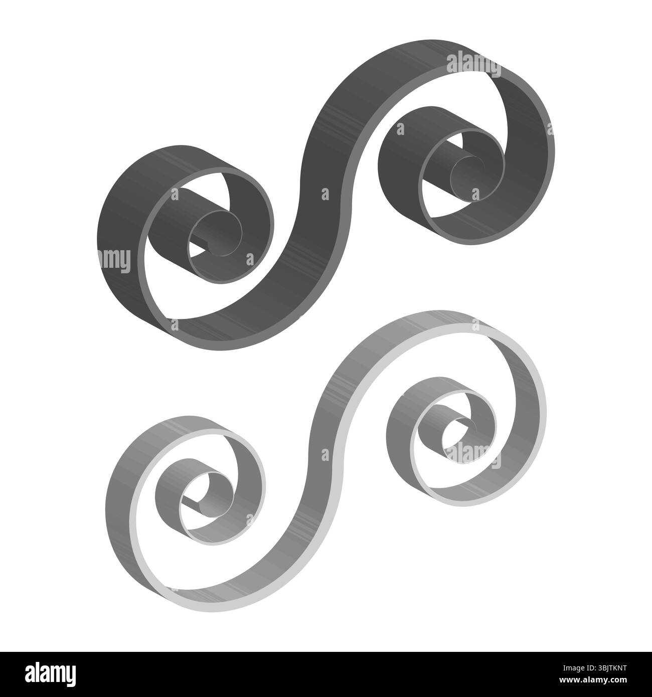S shaped swirl. Twin spiral figure. Curvy abstract element. Vector loop ...