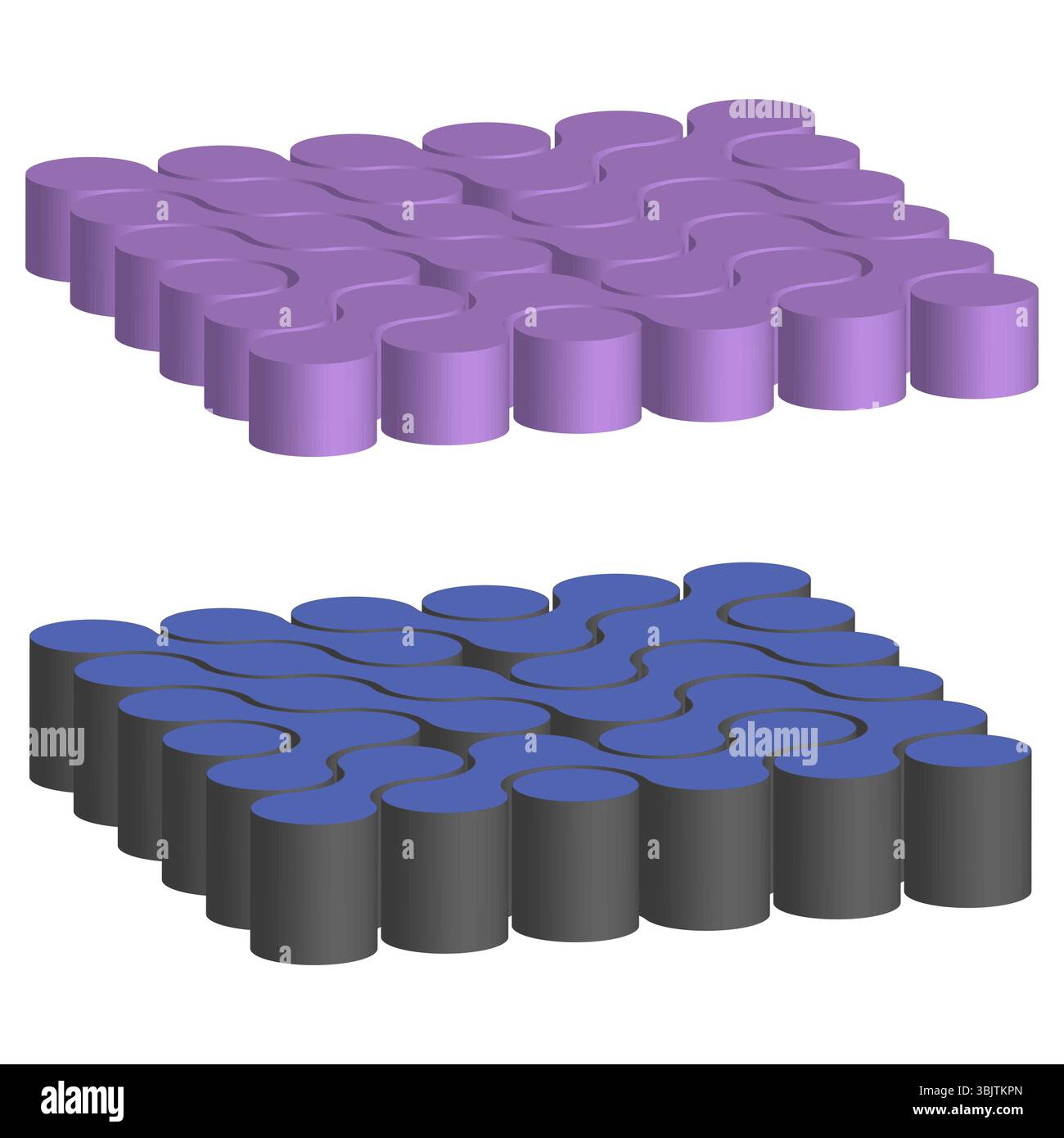 Purple building blocks. Construction toy elements. Vector plastic bricks. Modular game pieces. Stock Vector
