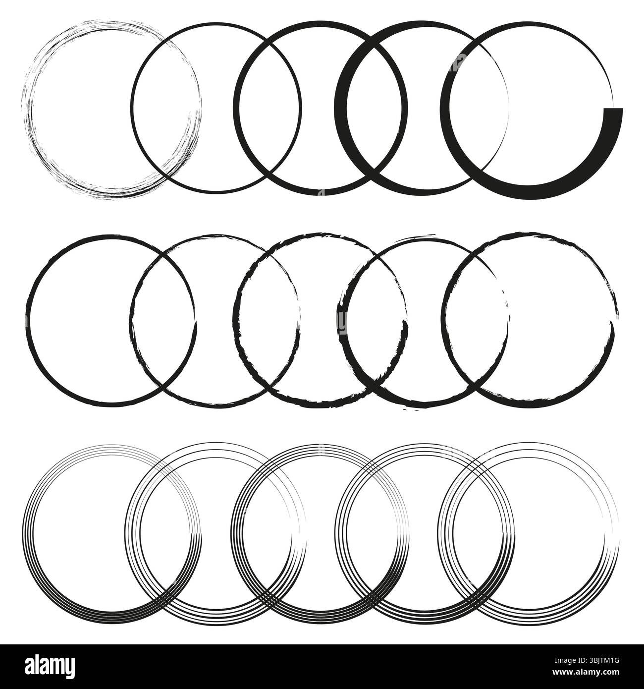 Interlocking ring pattern. Chain link design. Vector circular elements. Monochrome connection symbols. Stock Vector