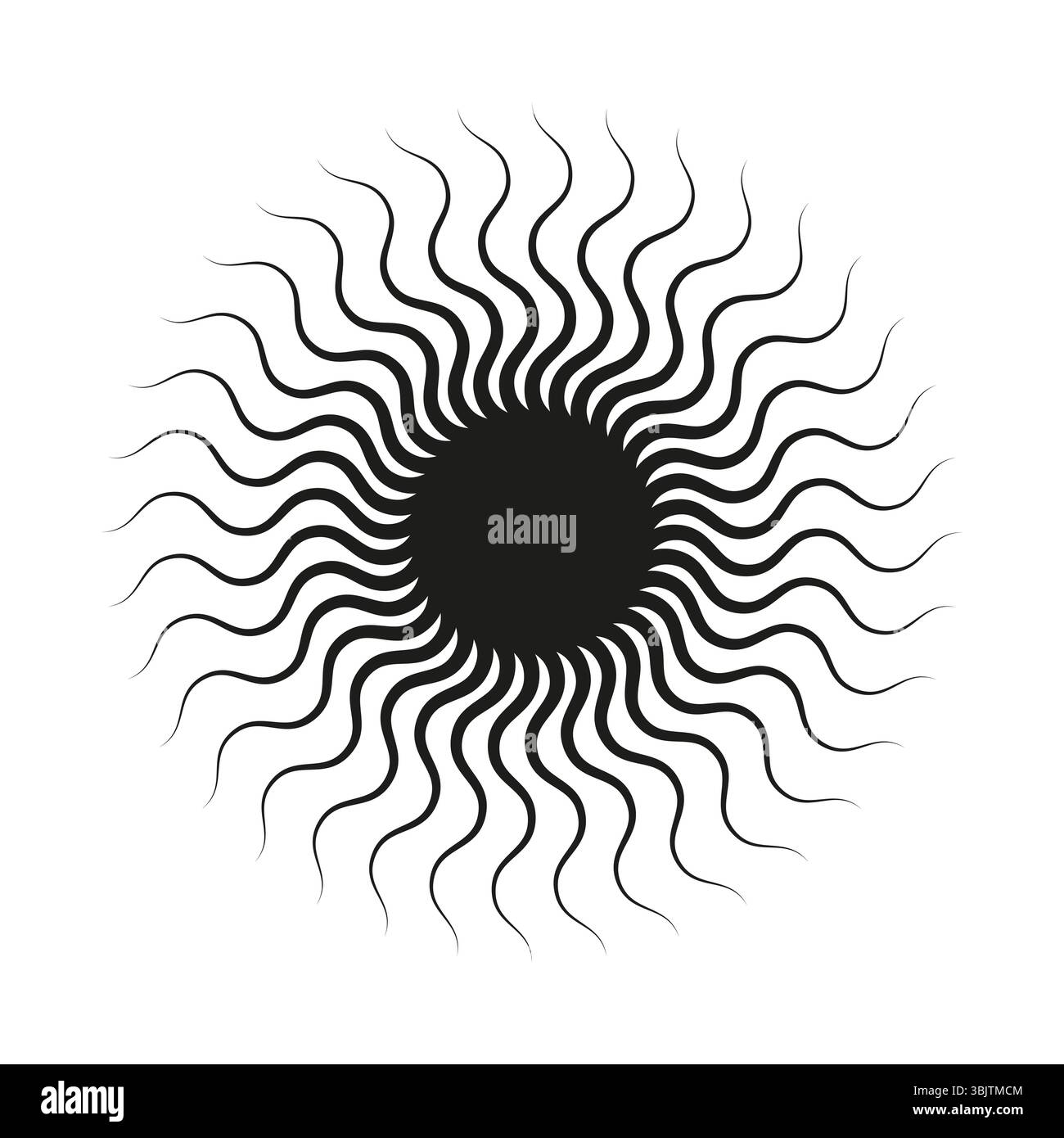 Wavy sun shape. Circular wave icon. Radiating swirl pattern. Vector ...