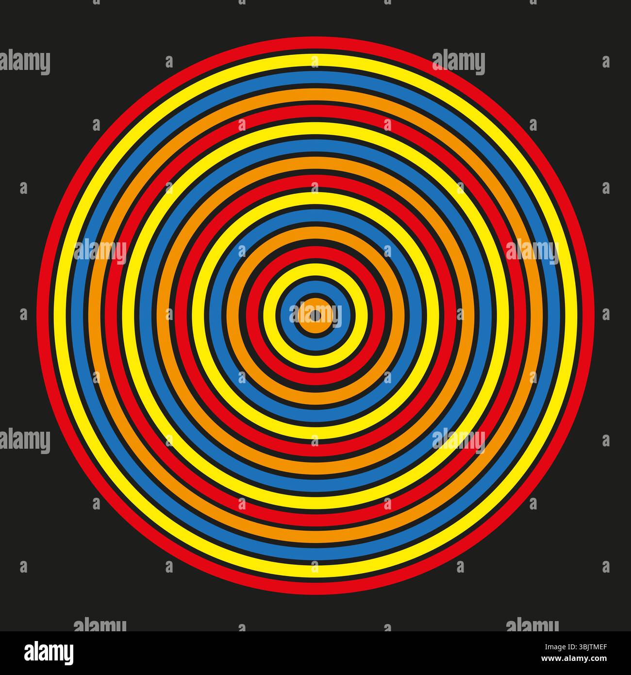 Rainbow concentric circles. Colorful ring pattern. Vector spiral design ...
