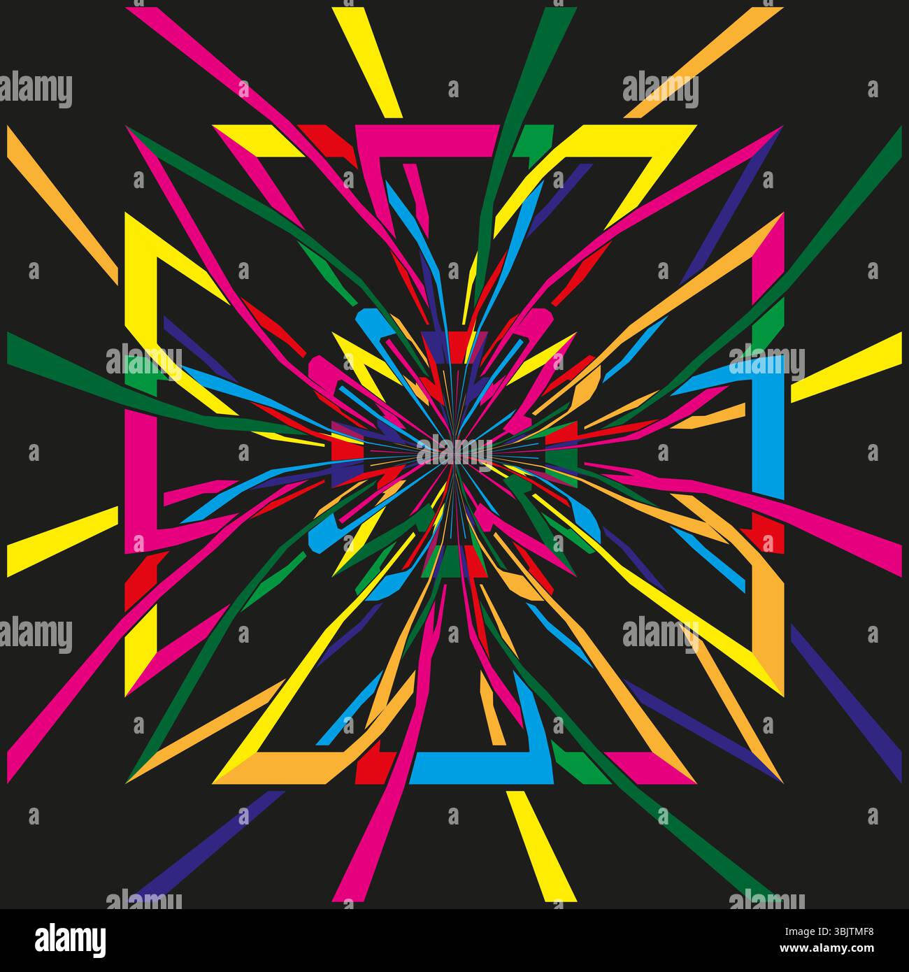 Explosion line pattern. Abstract colorful design. Vector dynamic splinters. Vibrant geometric chaos. Stock Vector