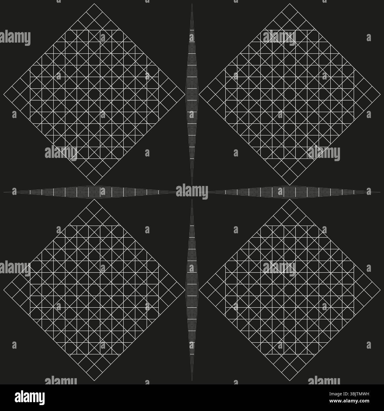 Dark diamond pattern. Symmetrical grid shape. Rhombus design vector. Abstract black background. Stock Vector
