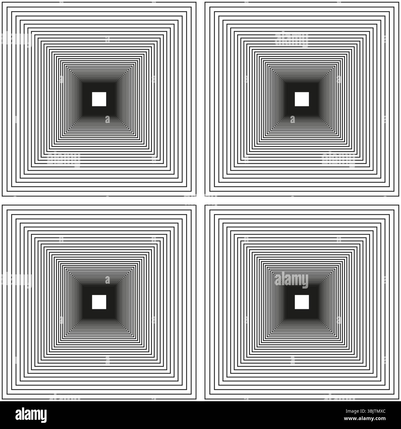 Concentric square illusion. Black white tunnel. Geometric hypnotic design. Vector abstract pattern. Stock Vector