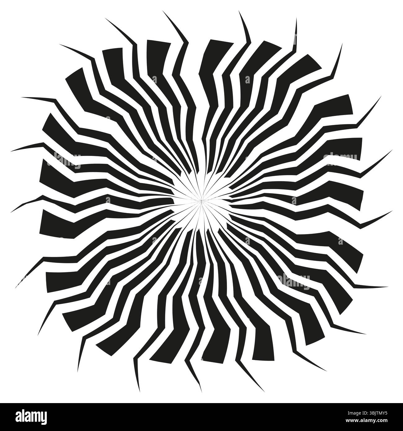 Radiating line shape. Sunburst vector symbol. Central energy form. Abstract graphic rays. Stock Vector