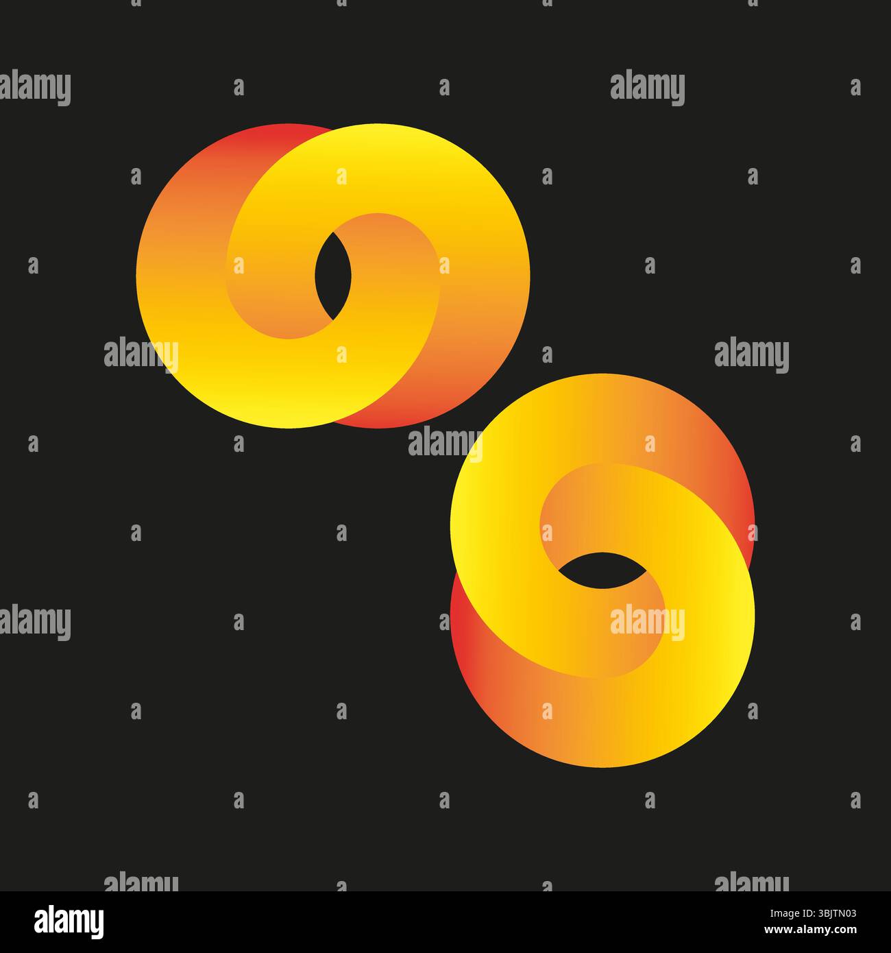 Golden loop icon. Gradient ring shape. Yellow orange symbol. Vector dark background. Stock Vector