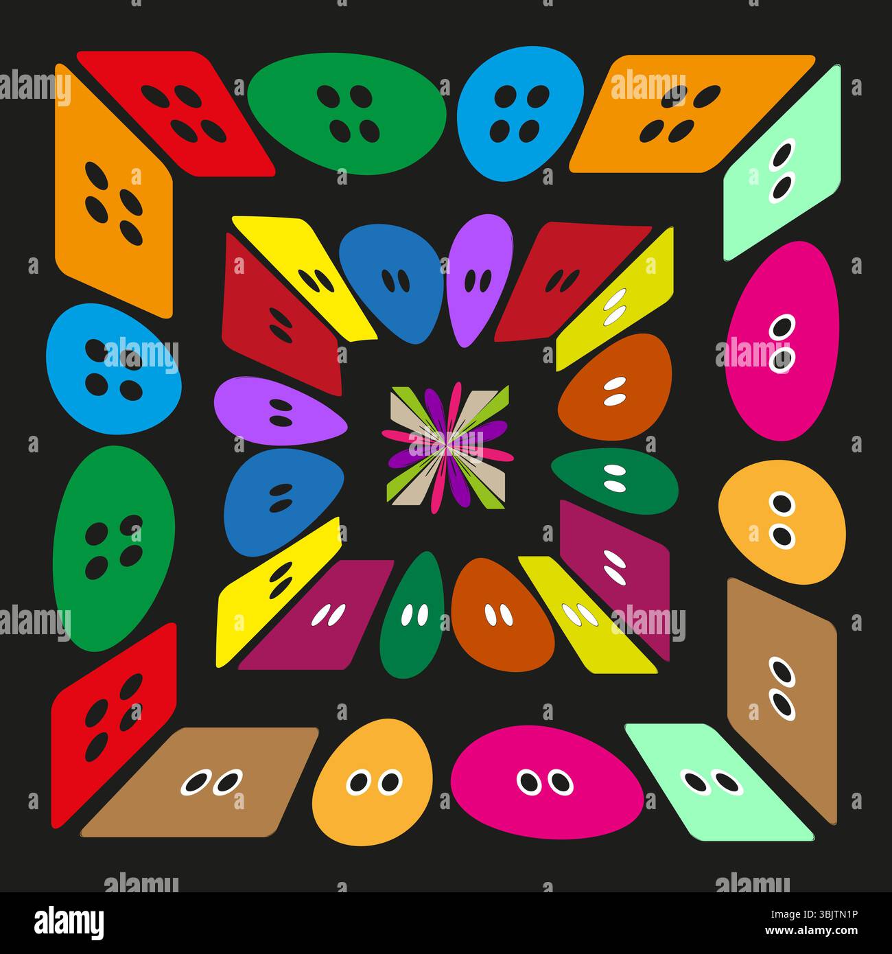 Color button icon. Sewing detail vector. Bright clothing shapes. Black ...