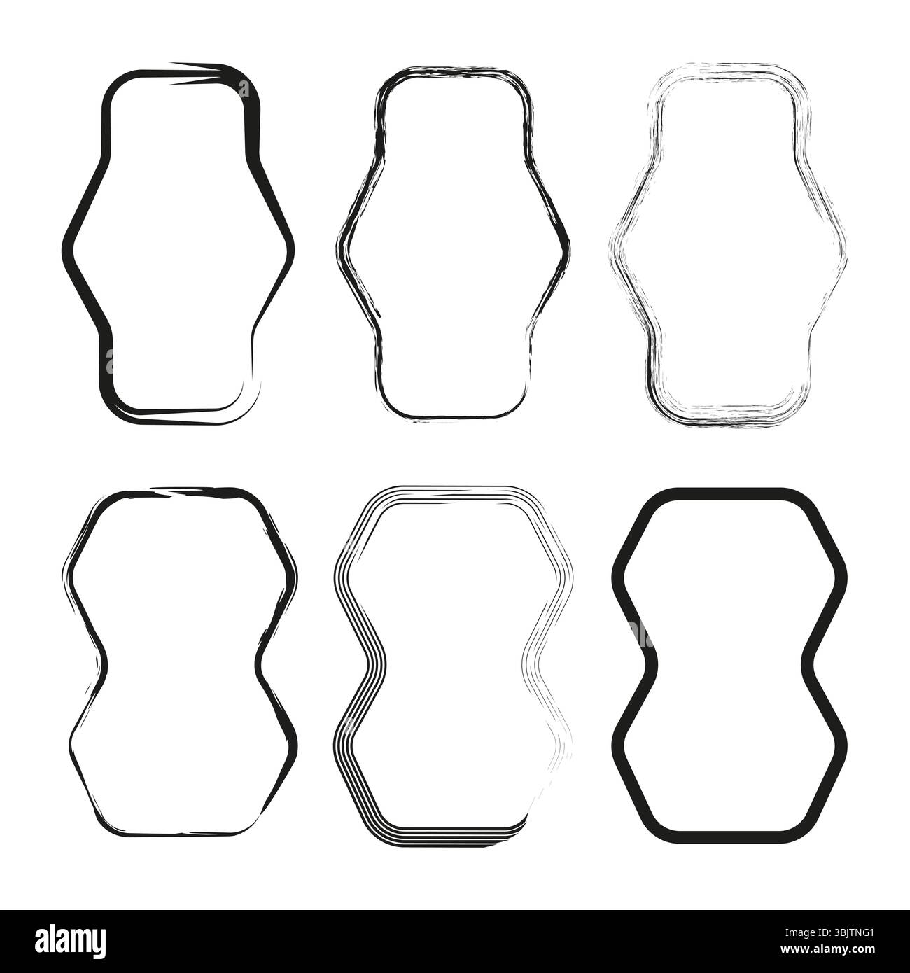 Curved shape figure. Vector abstract form. Outline blob icon. Black ...