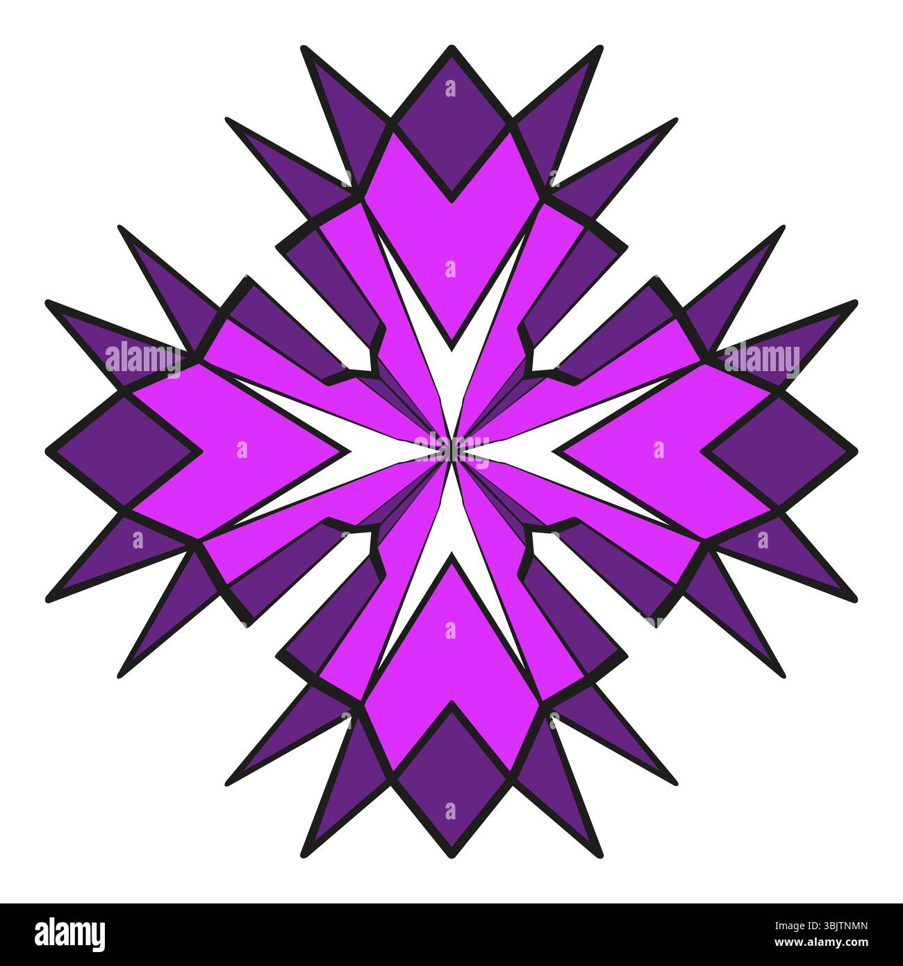 Stylized star icon. Petal mandala symbol. Radiant shape figure. Vector flower burst. Stock Vector