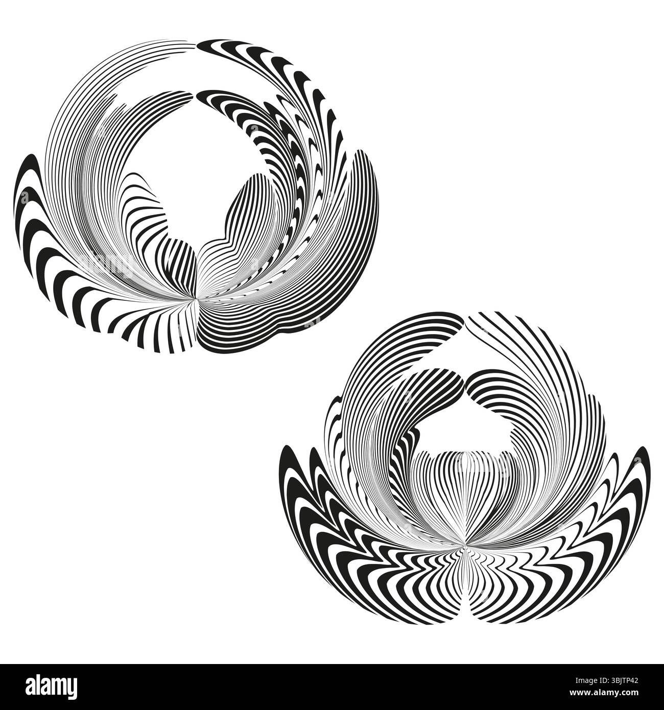 3D ring shape. Curved volume symbol. Abstract loop vector. Intertwined ...