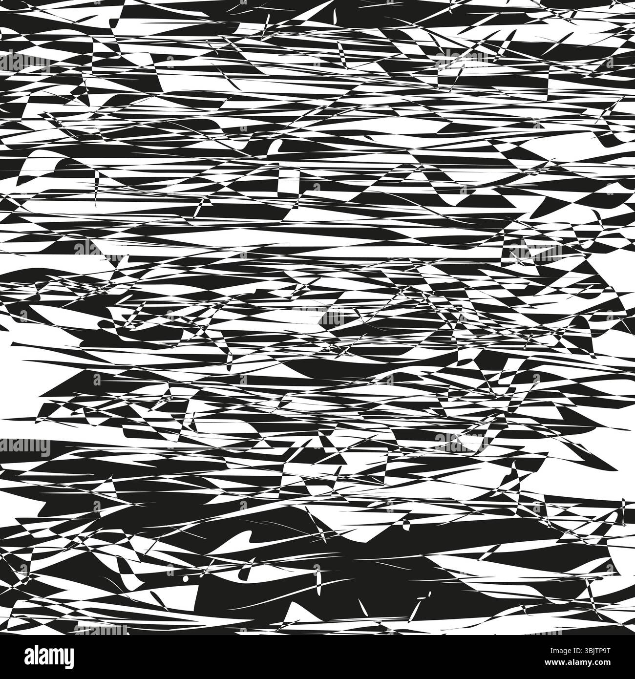 Distorted wave lines. Abstract noise surface. Vector static pattern. Monochrome screen texture. Stock Vector