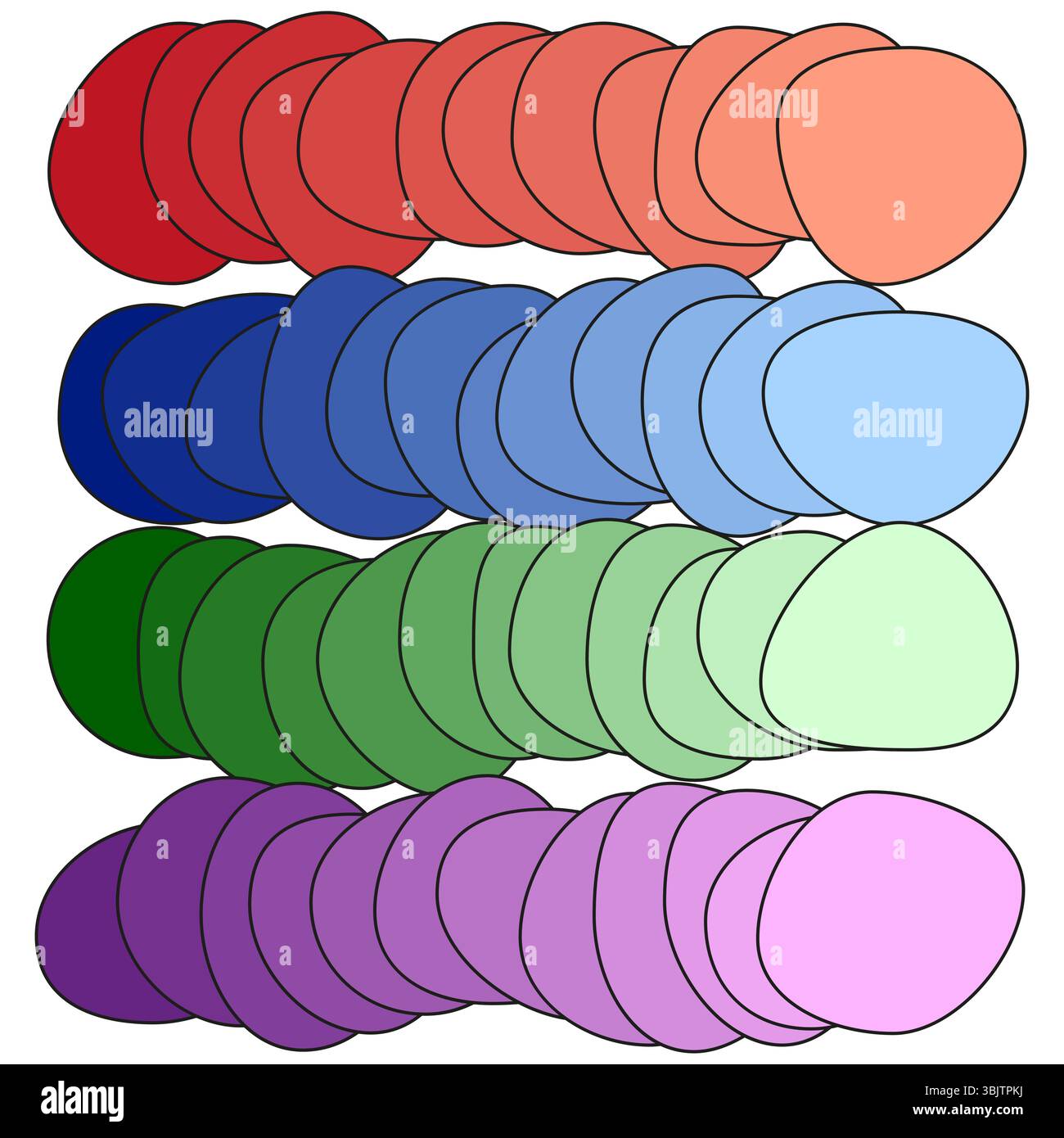 Overlapping color circles. Transparent disc shapes. Soft round design. Vector gradient palette. Stock Vector