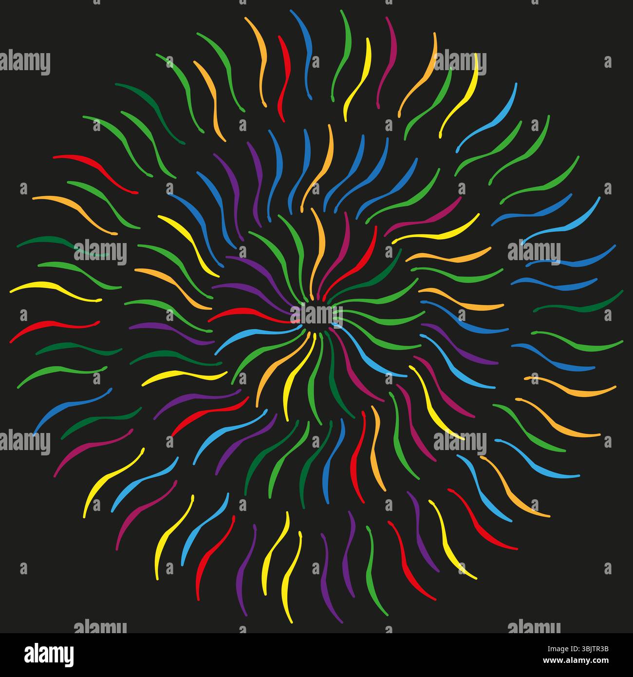 Mandal Radiating Pattern Color spiral vector. Radiating curved lines. Mandala shape pattern ...