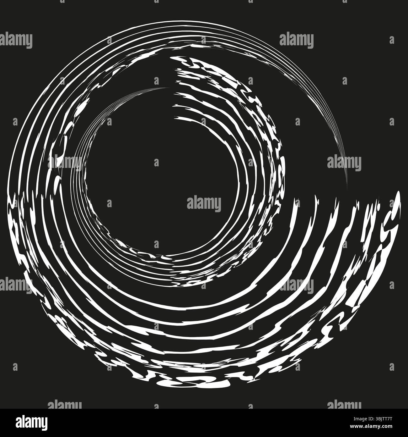 Circular black swirl. Concentric spin shape. Vector hypnotic pattern ...