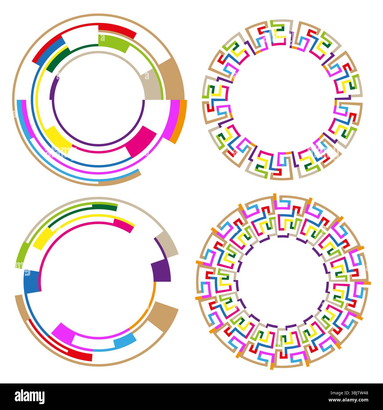Color circle icon. Text ring pattern. Abstract round shape. Letter loop symbol. Stock Vector