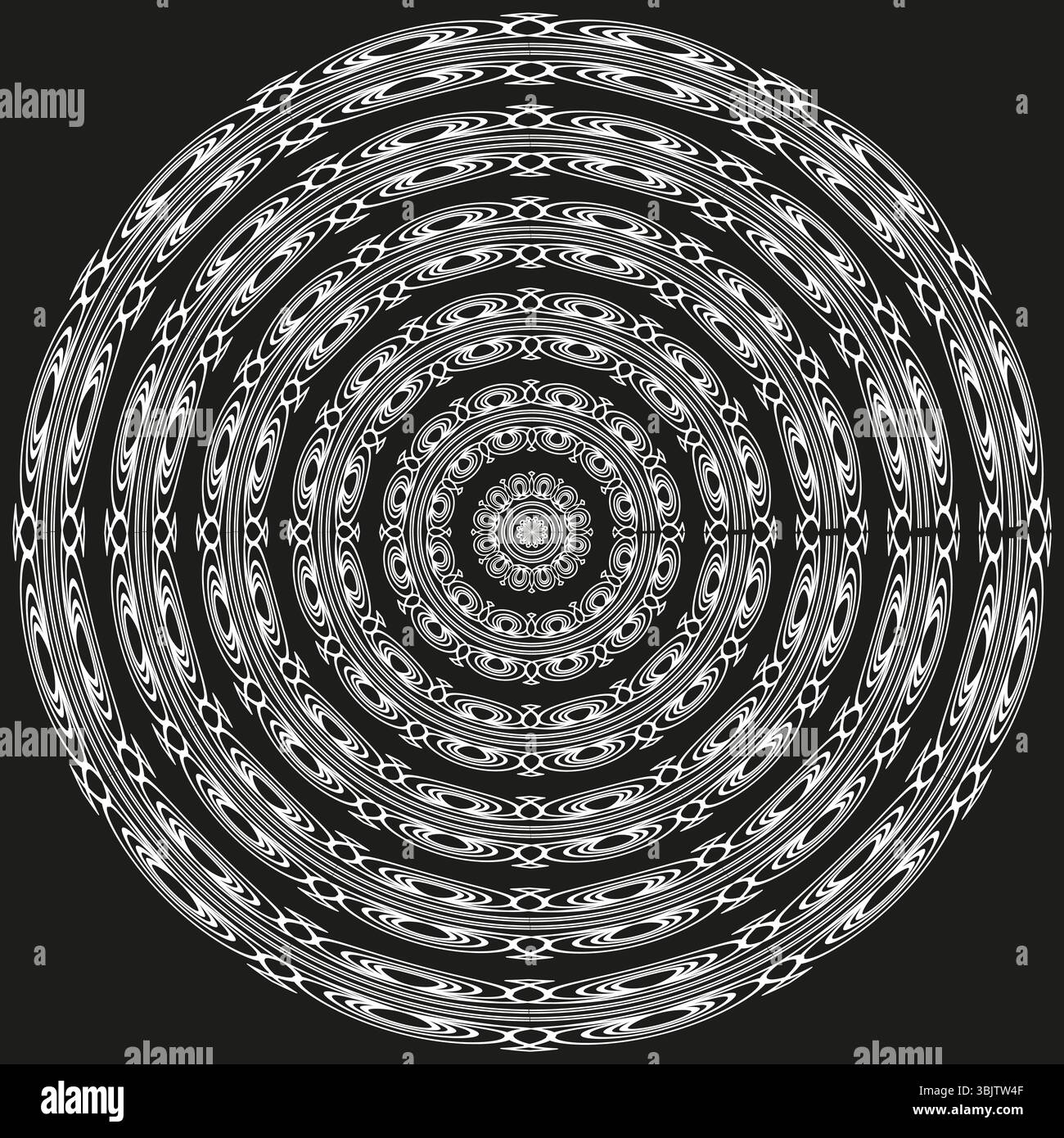 Mandala circle icon. Decorative concentric pattern. Ornamental symmetry ...