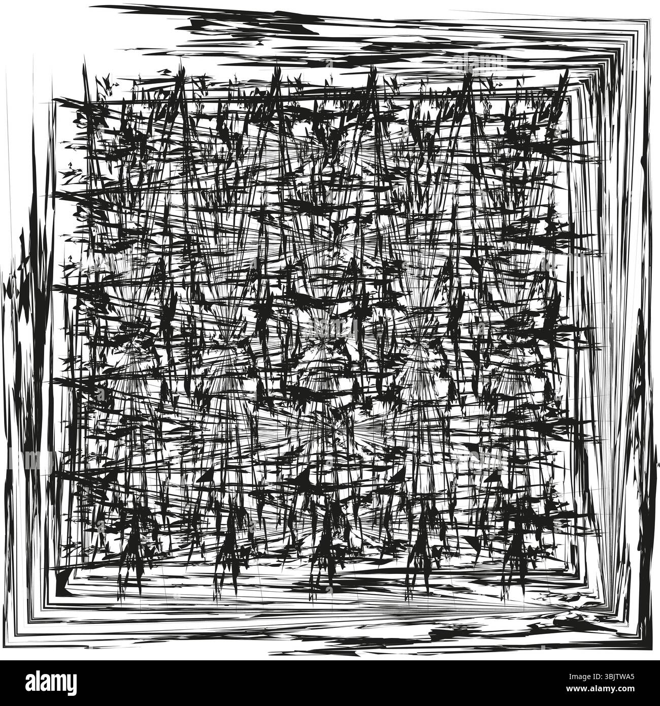 Scribble square frame. Abstract sketch border. Chaotic hand drawn vector. Rough contour shape. Stock Vector