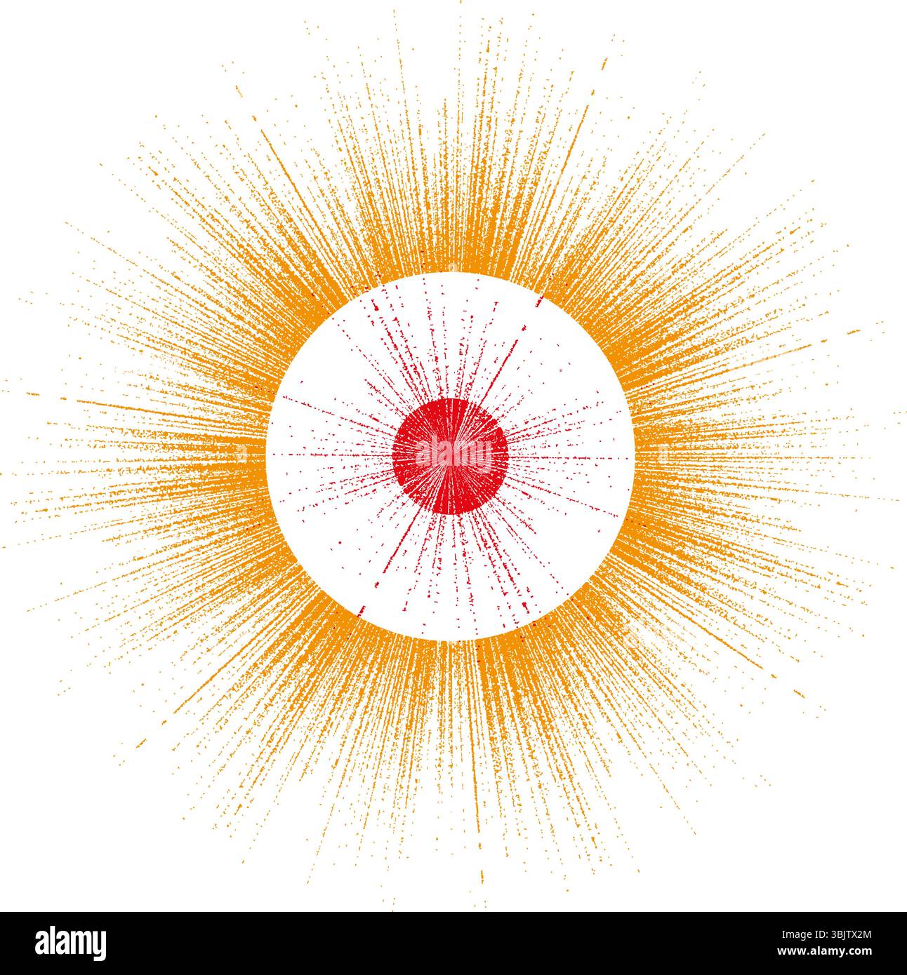 Sunburst center icon. Radiating orange shape. Vector abstract figure ...